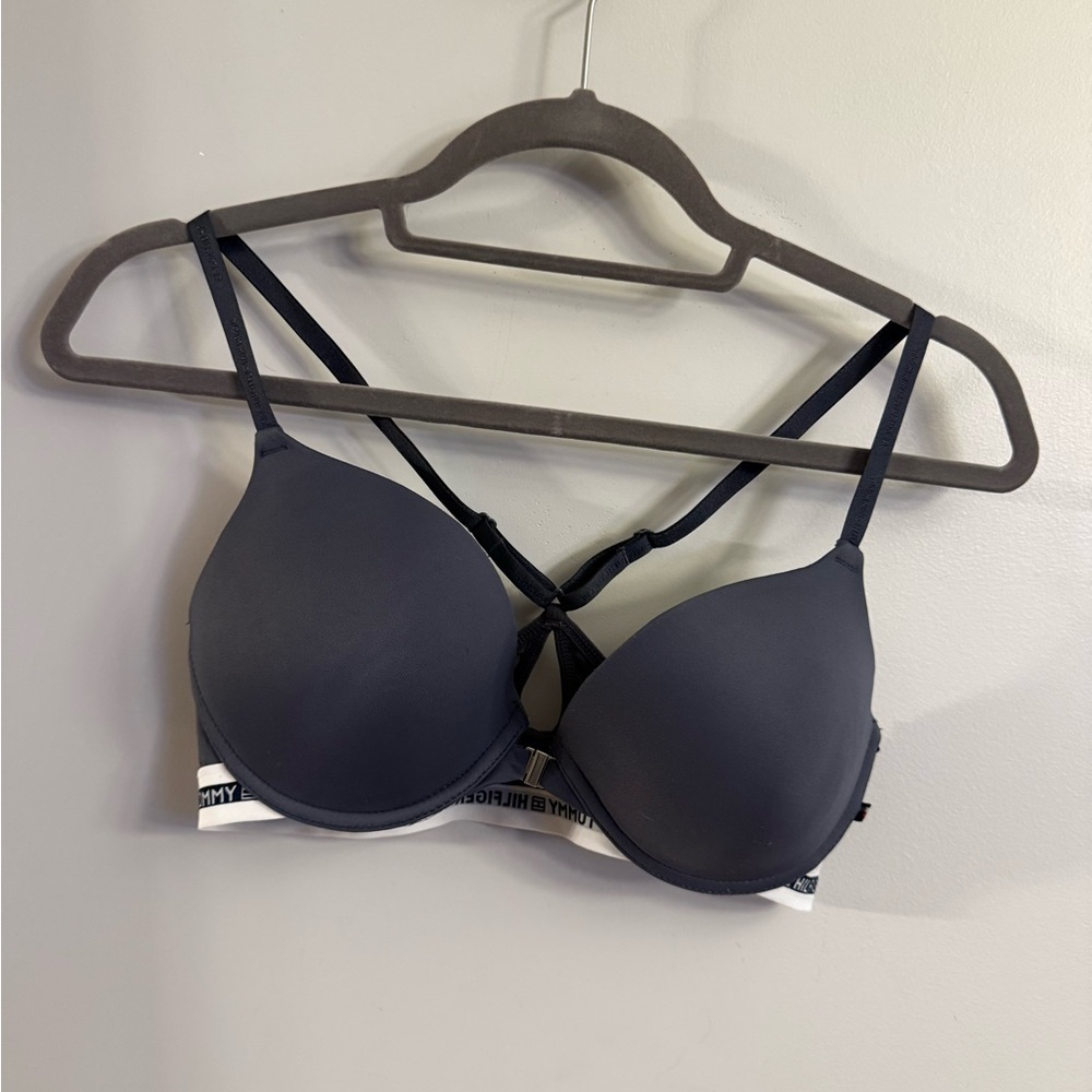 Tommy Hilfiger 36C Navy Blue Racerback Push Up Bra Logo Band